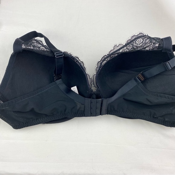 Auden The Sublime Bra 46D Black Lace Plunge Coverage Push Up Underwire NEW - Picture 8 of 12
